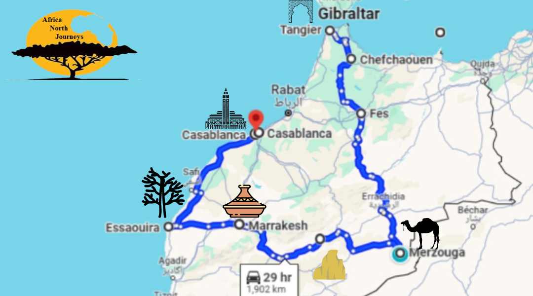 Tour Marruecos 12 días desde Casablanca - Ruta por Marruecos 12 días desde Casablanca - Marrakech, Fez, Ciudad Azul, Desierto, Tánger.